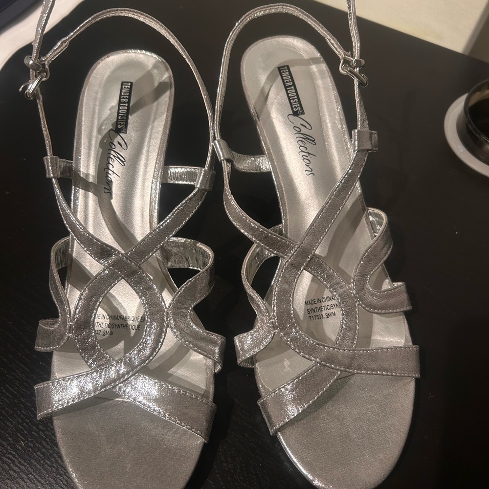 Silver Strappy Heels